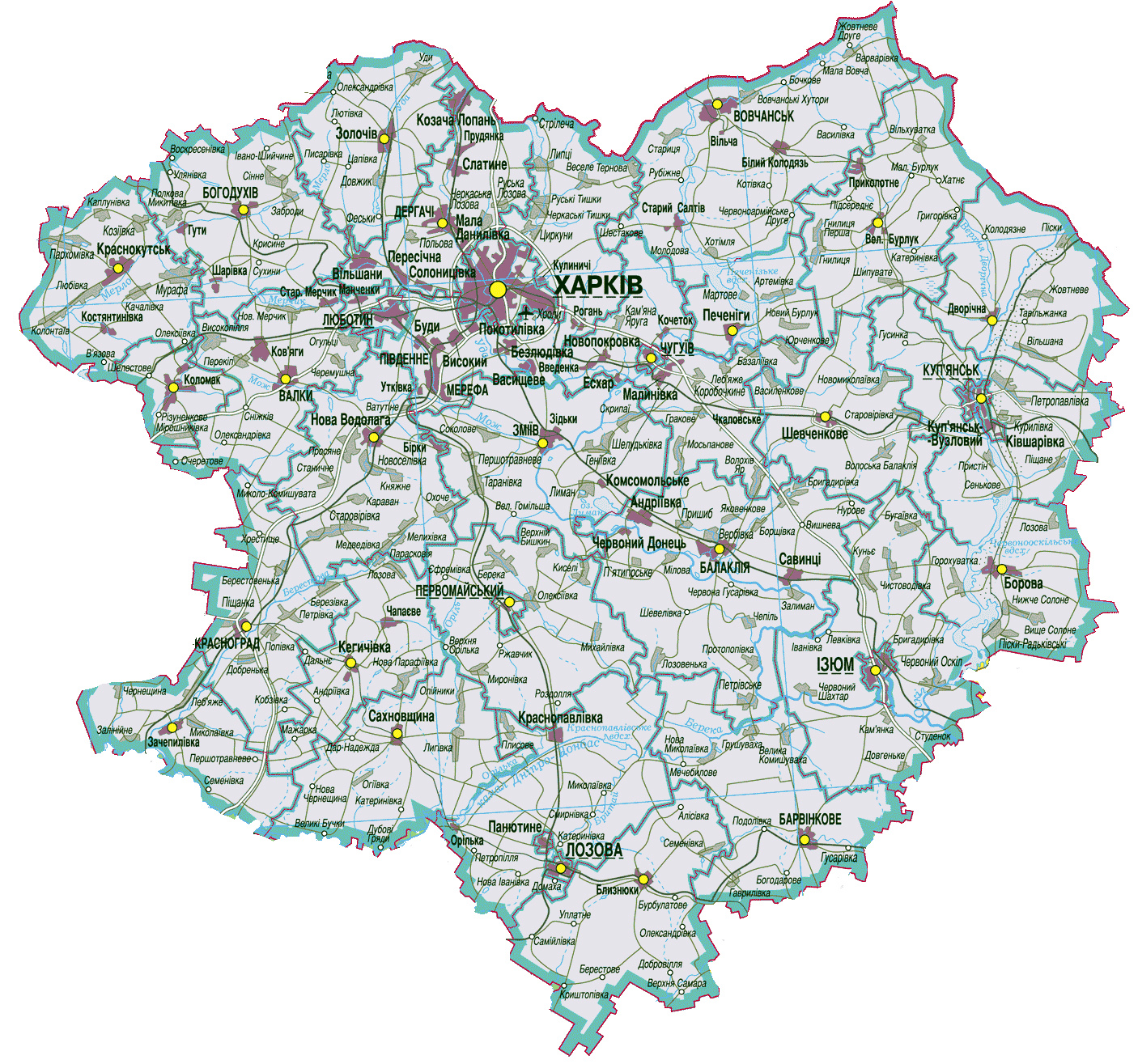 Карта харьковской области