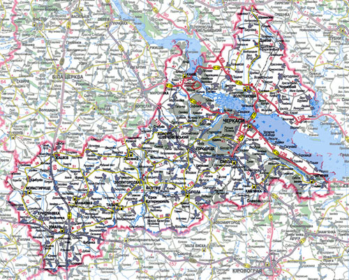 Карта транспортного сообщения Черкасской области. Границы Черкасской ...